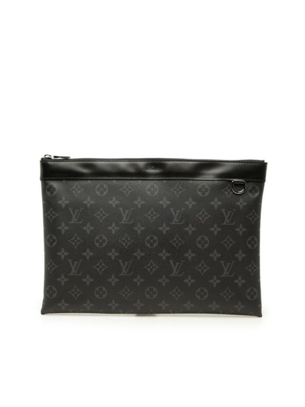 Louis Vuitton Monogram Eclipse Pochette Discovery Clutch Black Leather